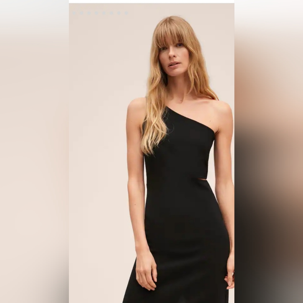 Mango Black One Shoulder Dress